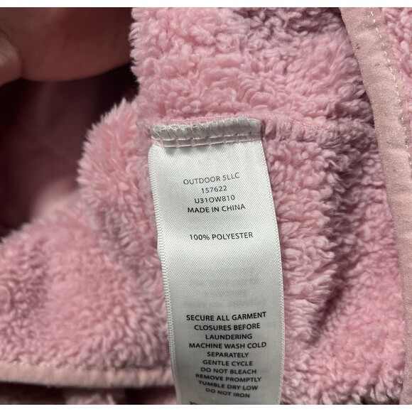 Eddie Bauer Pink Fuzzy Fleece Full Zip Hooded Jacket Girls Sz M (10/12) - Picture 6 of 6